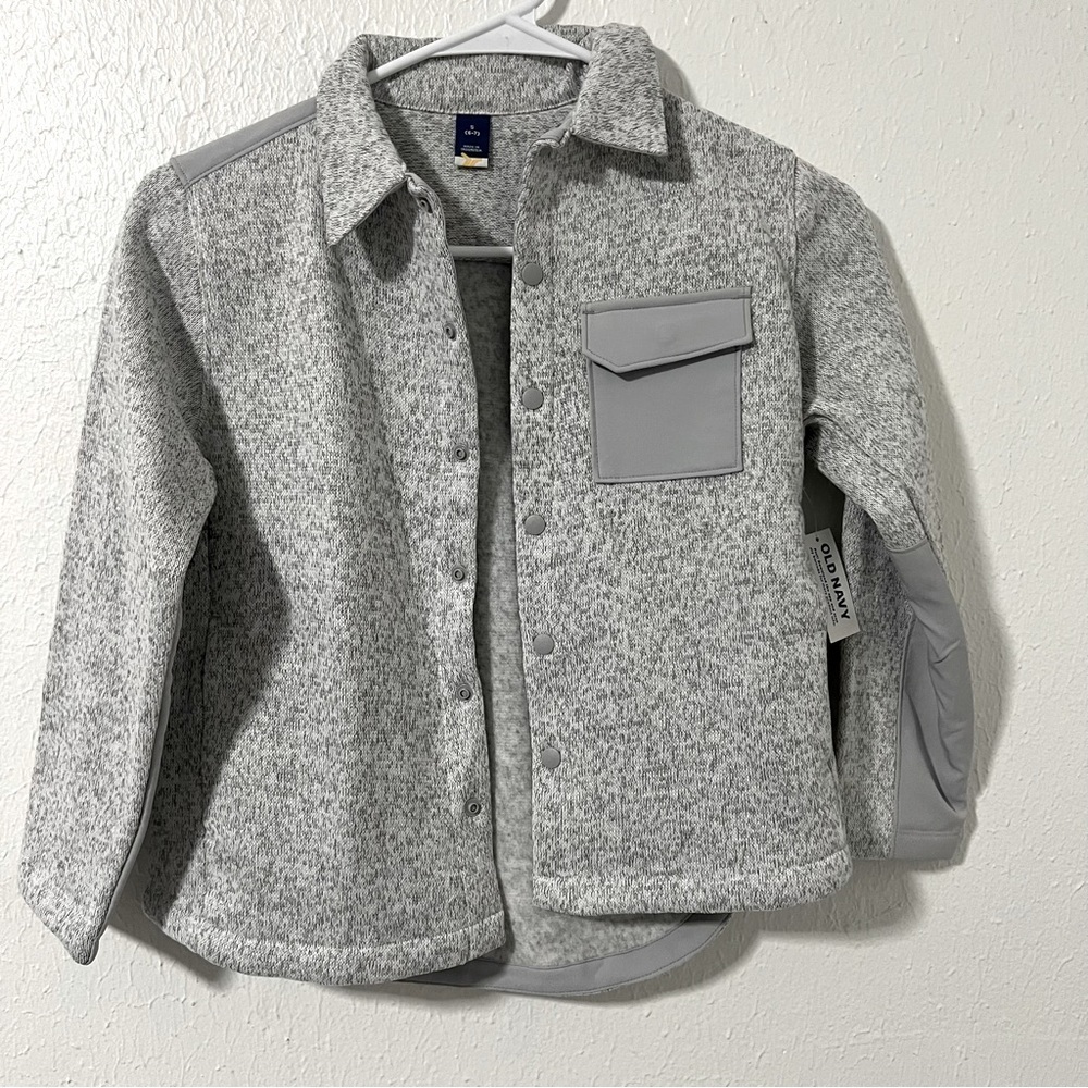 Old Navy Sweater-Fleece Hybrid Shacket for Boys Size Small (6-7) Snap Button NWT